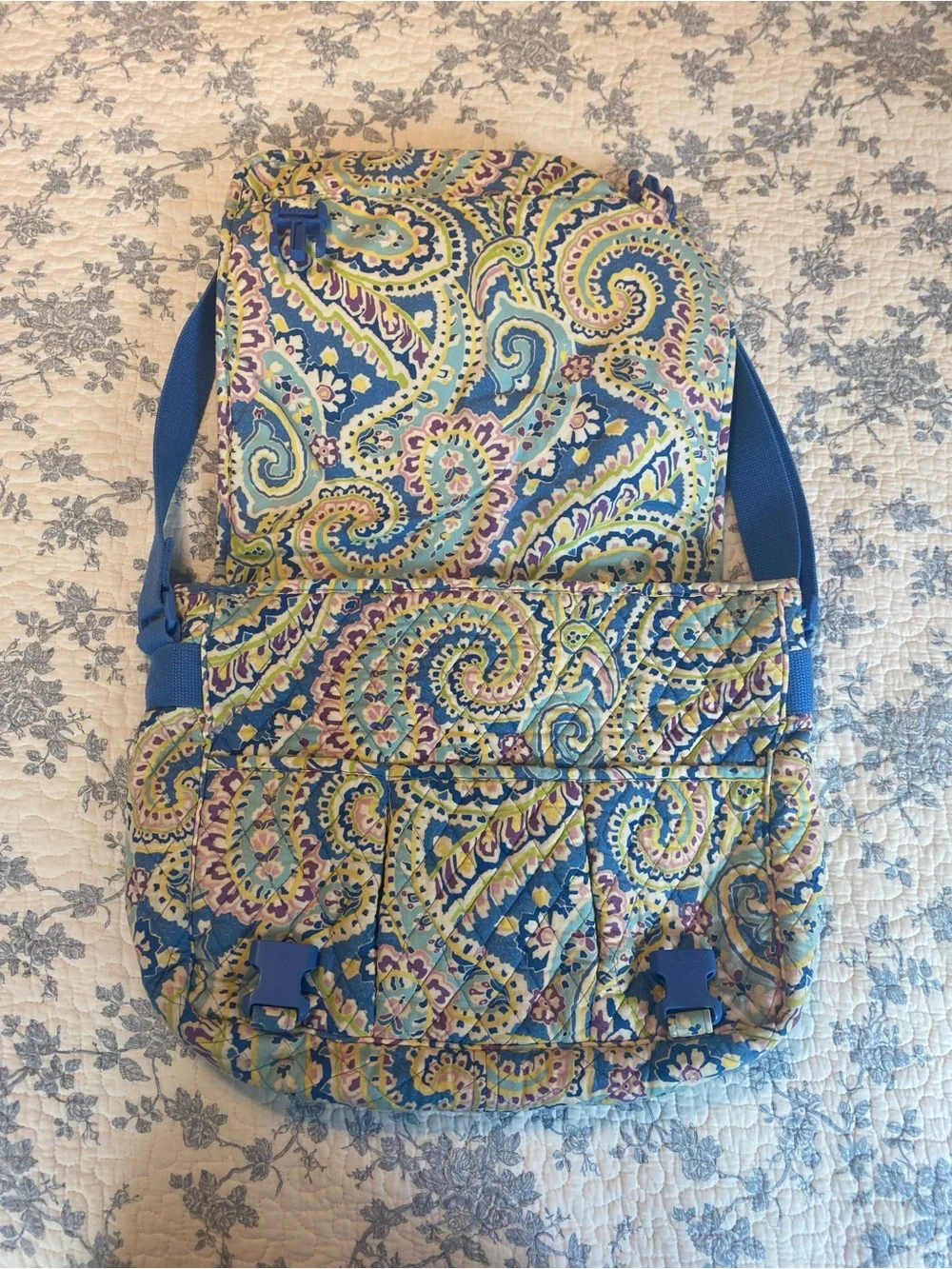 Vera Bradley Vintage Classic Messenger Bag Capri Blue Y2K